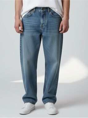 🫶🏻 Guess Dean Zip Men's Relaxed Straight Jeans Designed Back Pockets